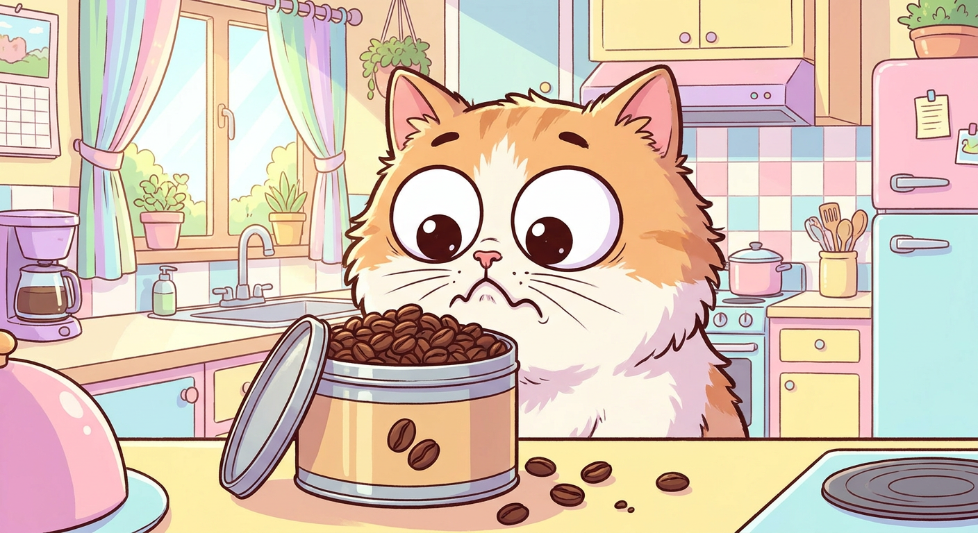 커피를 고양이 통조림으로 착각한 고양이