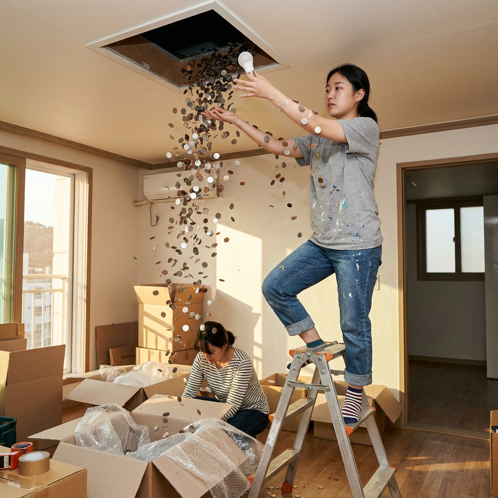 Moving day: coins pouring out of the ceiling