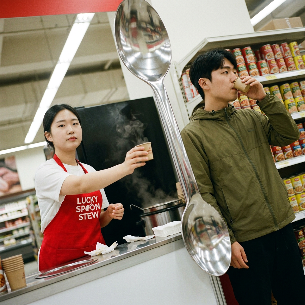 A giant spoon at a consumer-recipe tasting event