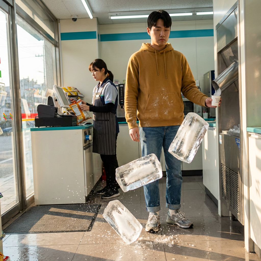 무인 얼음 자판기 앞, 개봉 직후