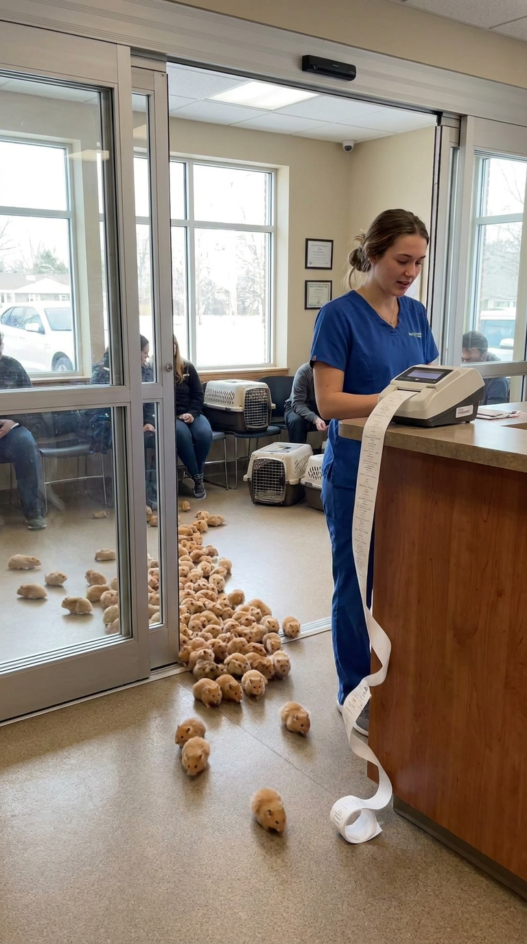 The moment the animal hospital waiting-room door opens