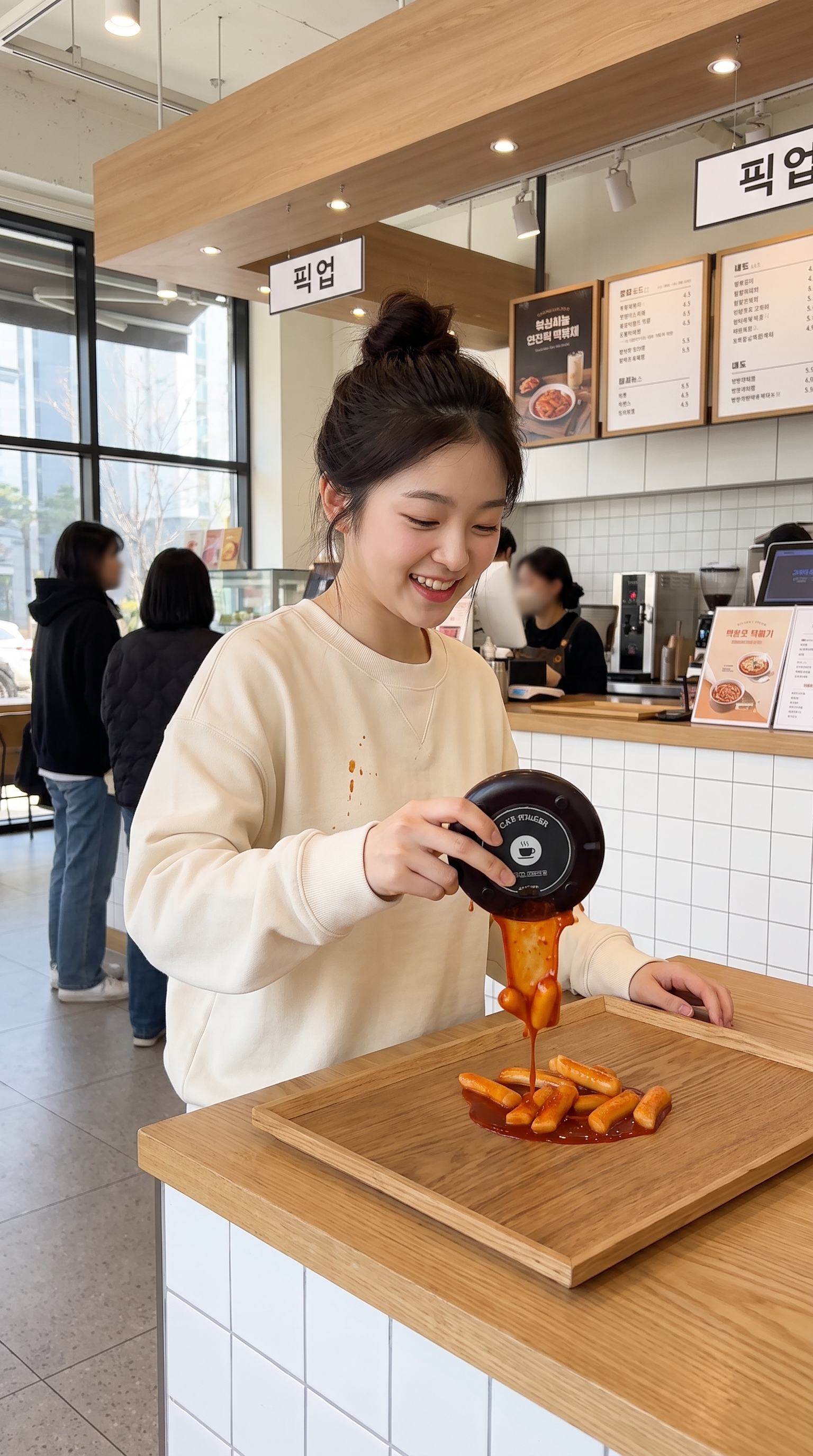 The cafe pager keeps pouring out tteokbokki