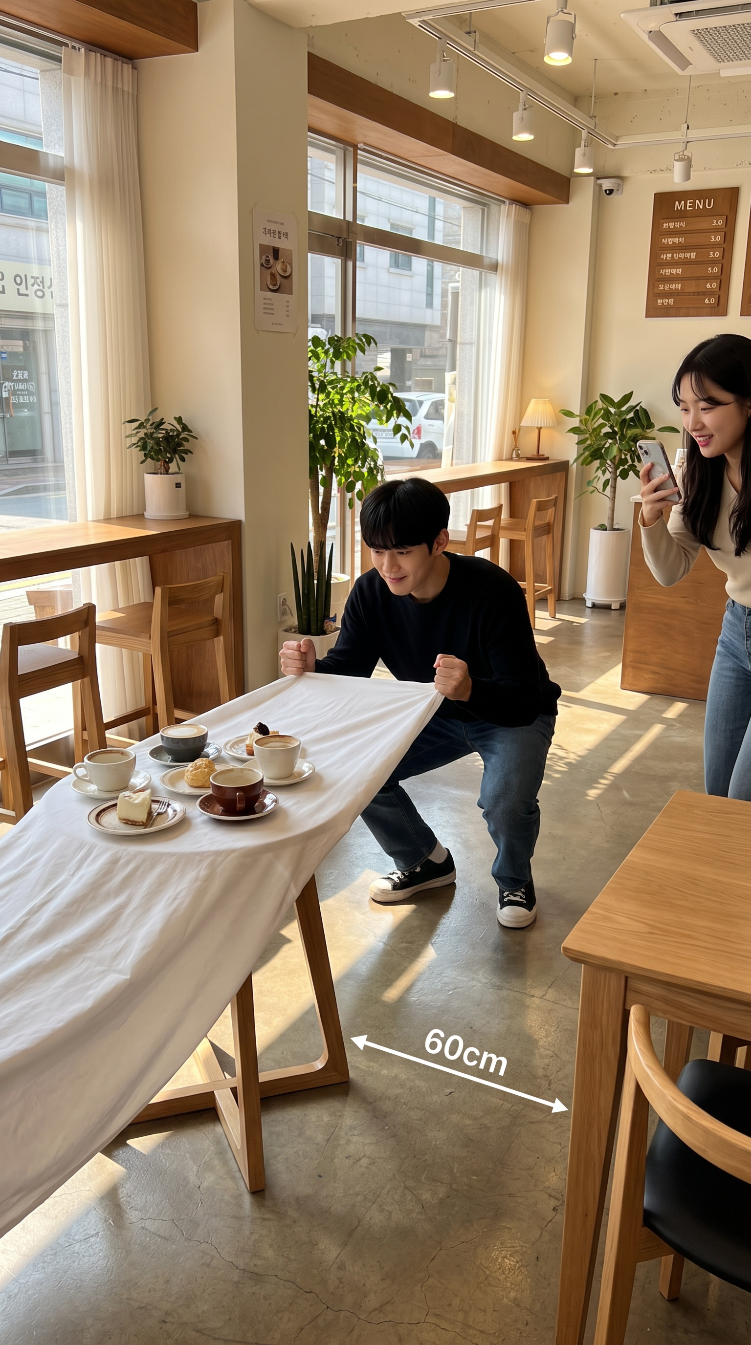 The exact second he yanks the tablecloth