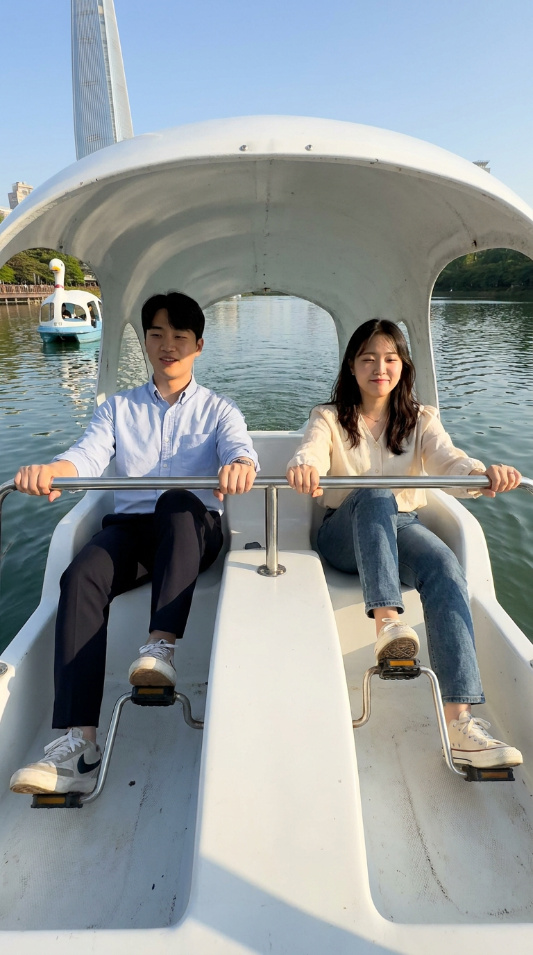 The 3 seconds after the couple stomps the swan-boat pedals