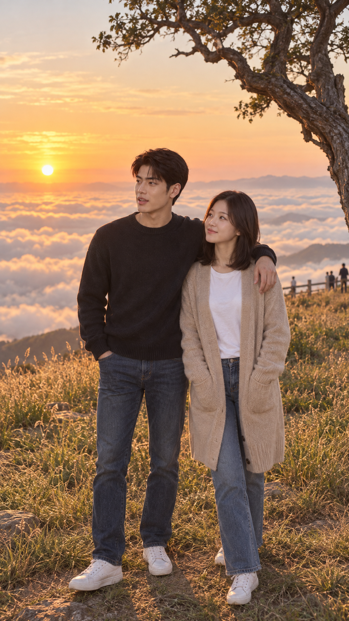 A hilltop date where the boyfriend is actually pulling the moon down