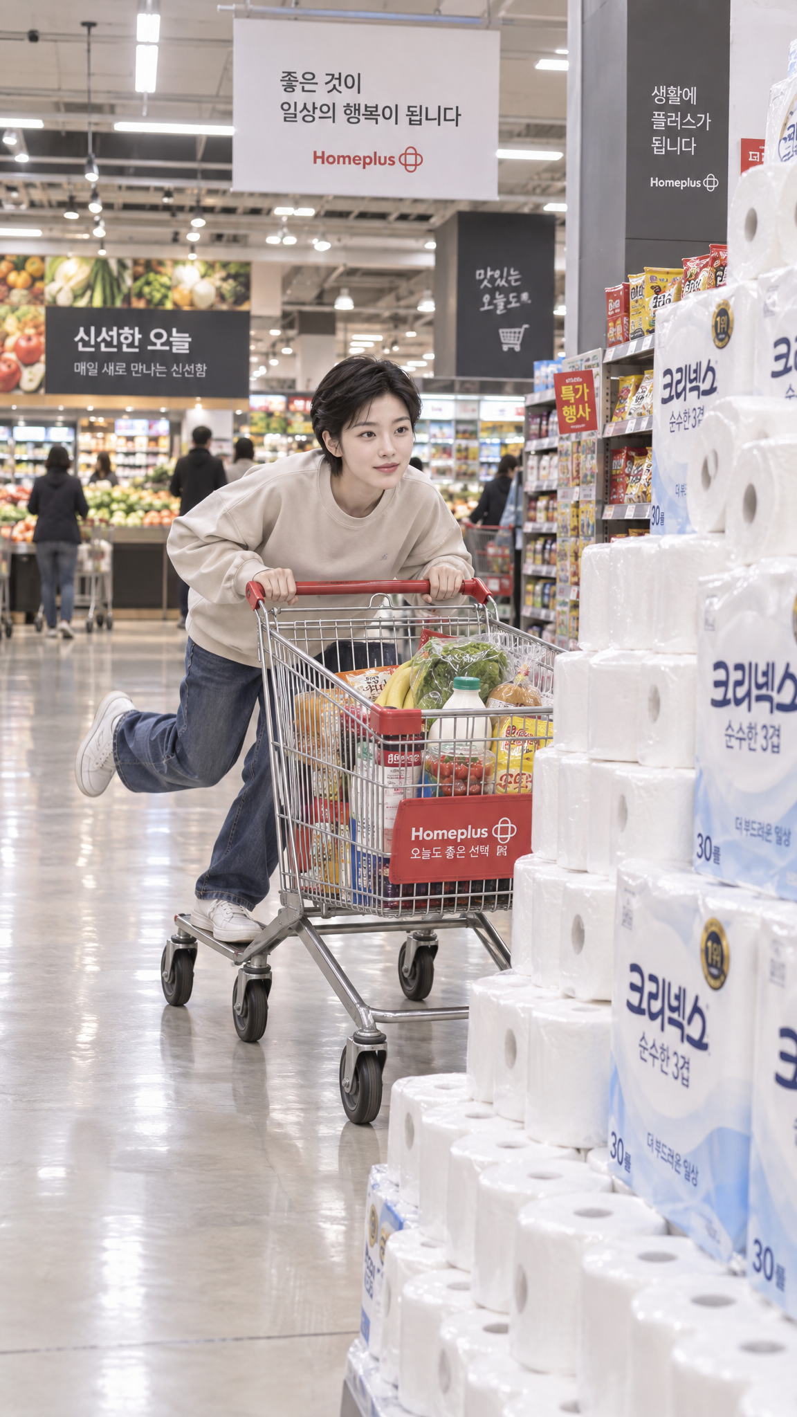 카트 킥보드 타는 순간, 휴지탑 돌진 3초