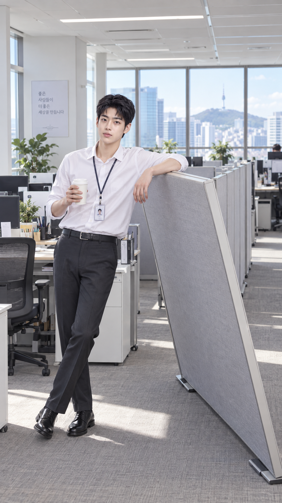 A row of office partitions toppling like dominoes