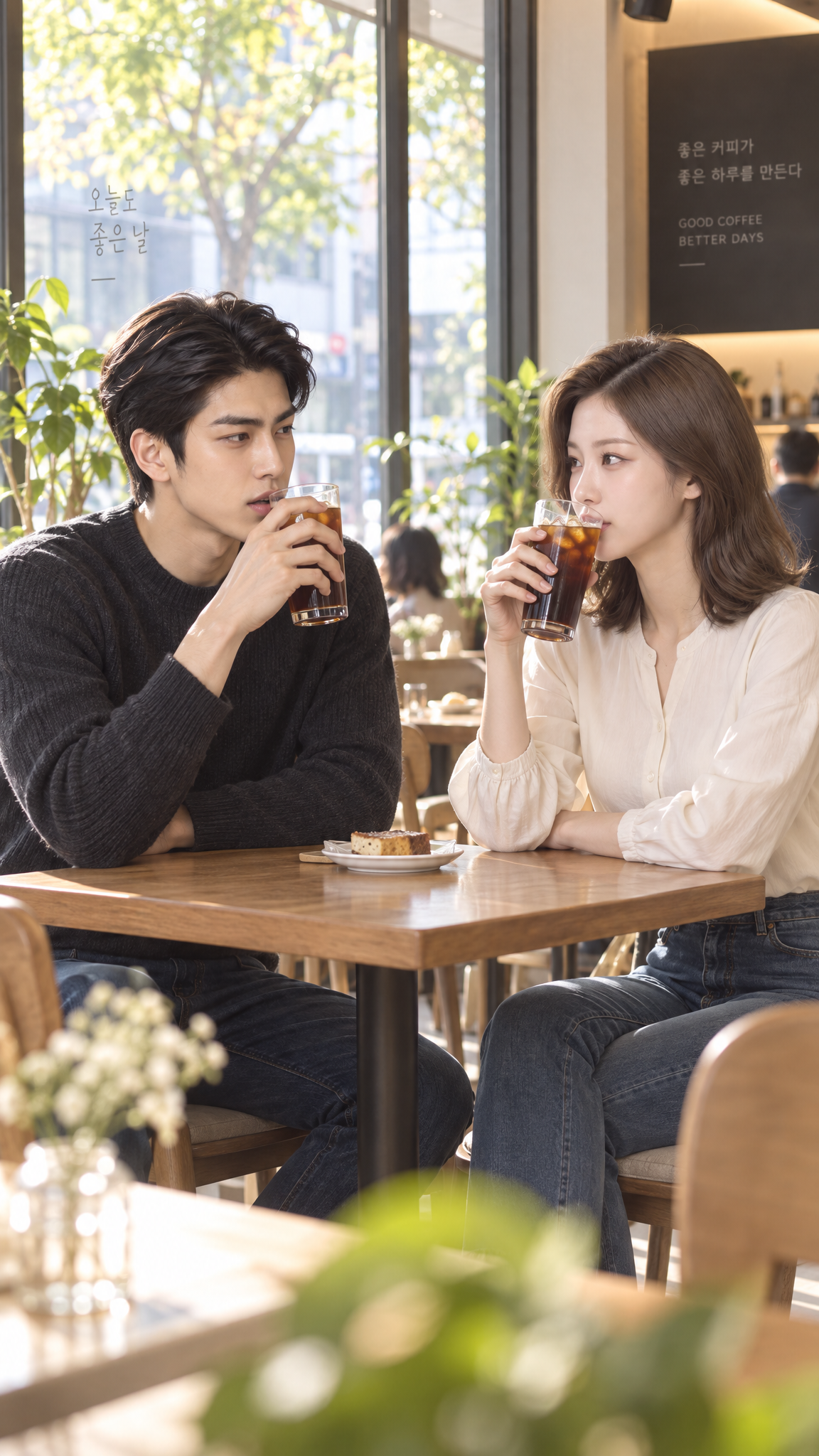 First-date americanos slowly melting down to water