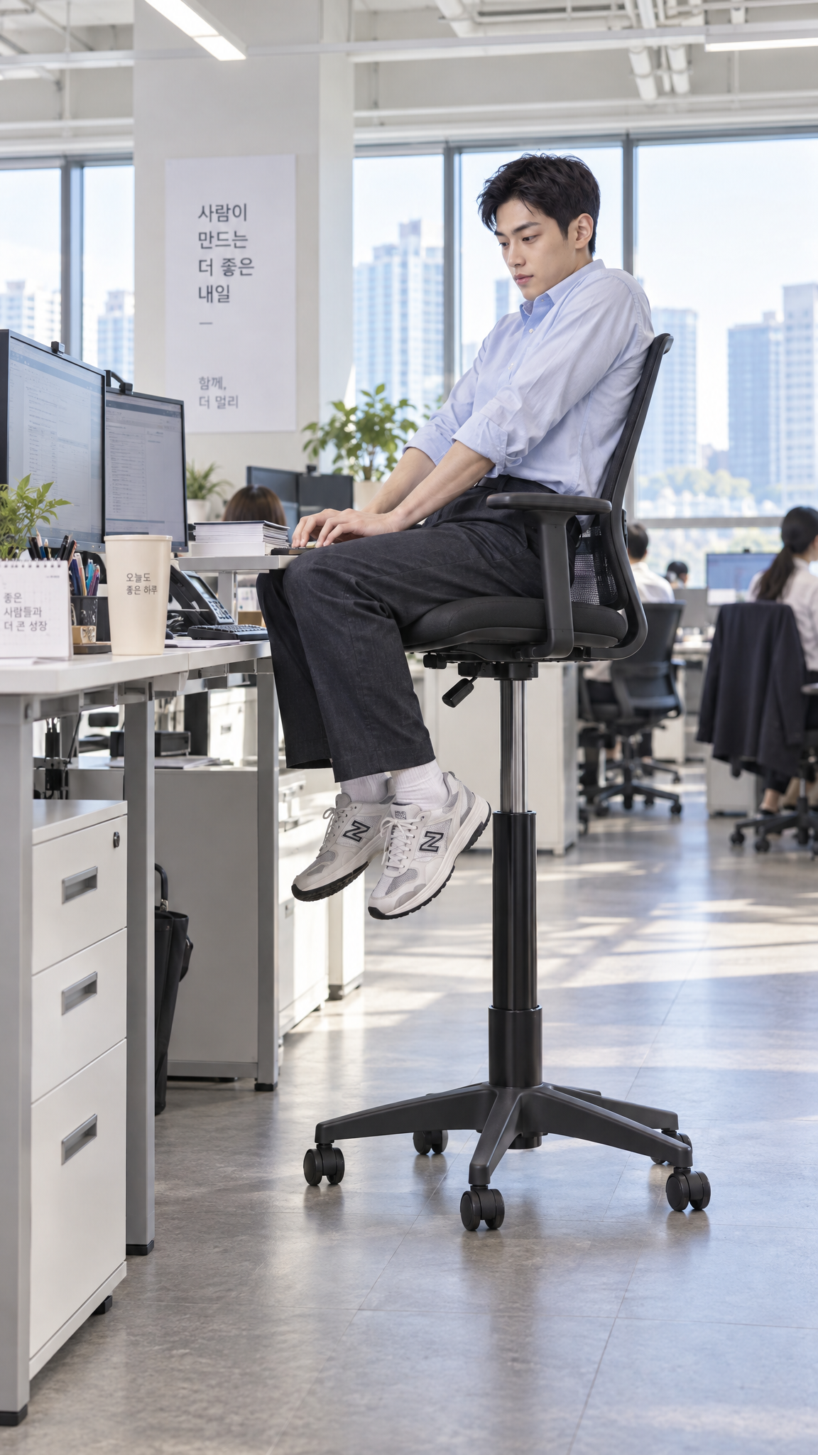 An office chair that keeps sinking under the desk